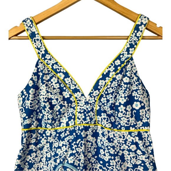 Lily Pulitzer Margherita Knotty Whirlpool Paisley Blue + Yellow Dress | Size 6 - Picture 4 of 6